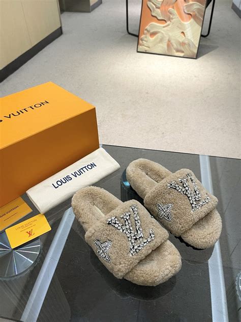 lv slip on shoes|louis vuitton fuzzy slides.